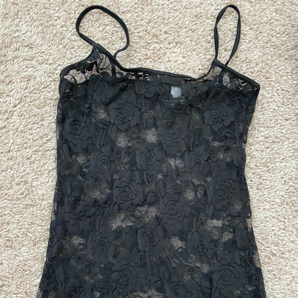 Transparent lace tank top